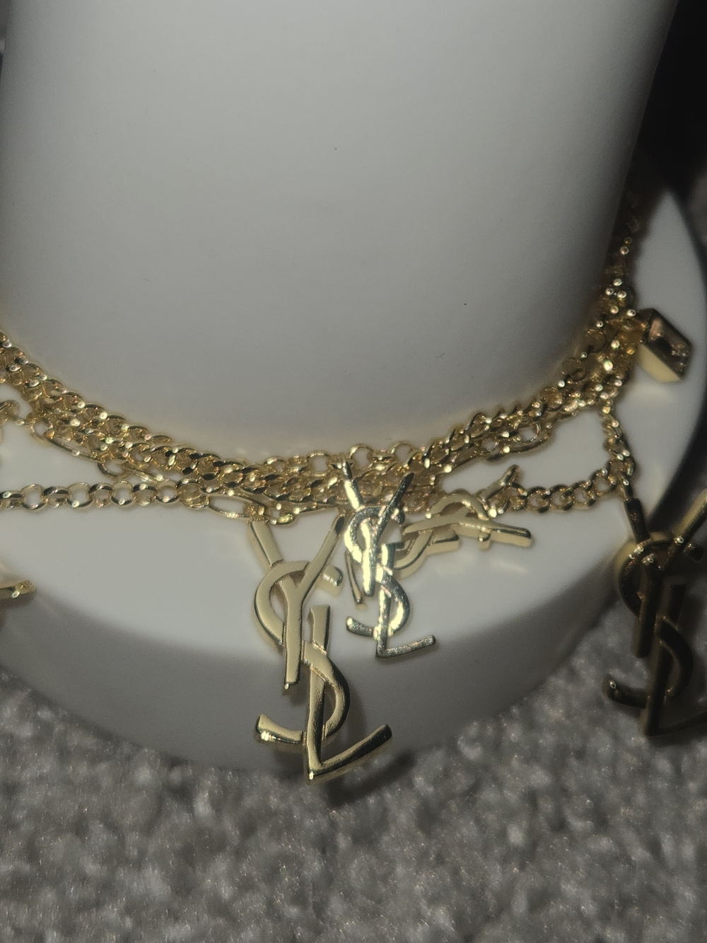 18kgp Yves Saint Laurent Gold Logo Charm Bracelet - Women - Picture 2 of 8